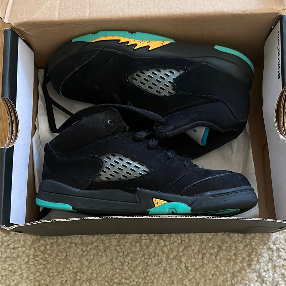 Jordan Black and Teal Kids Sneakers